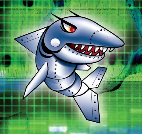 cyber shark character illustration