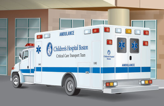 ICU on Wheels. Ambulance Illustration for Children's Hospital Boston